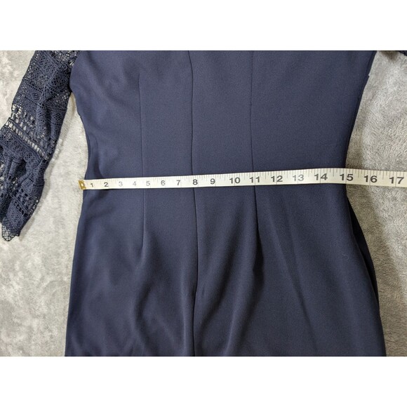 Donna Ricco New York Sheath Dress Womens 6 Blue Lace Bell Sleeve Preppy Knit - Picture 10 of 12